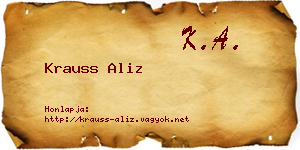 Krauss Aliz névjegykártya